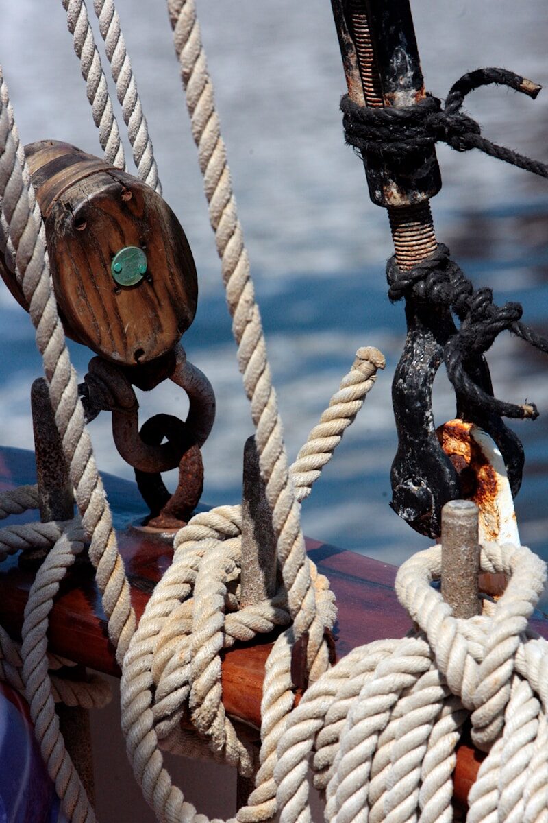 a close up of a rope on a boat